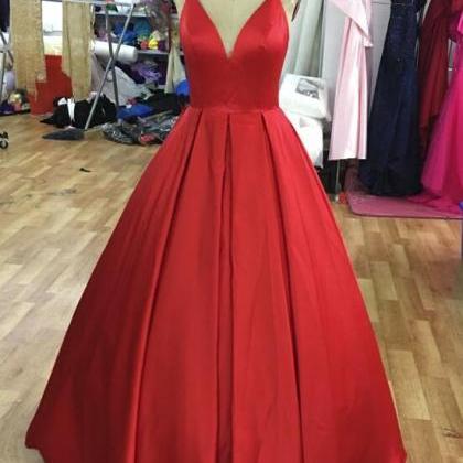 Vintage A Line Red Satin Prom Dress Custom Made..