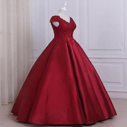 Sexy V-neck Ball Gown Prom Party Dress With..