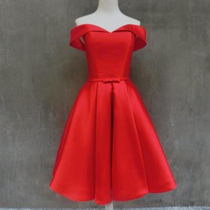 Red Satin Short Homecoming Dress ,short Prom..