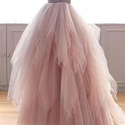 Blush Tulle High Low Prom Dress Custom Made Women..