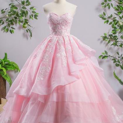 Pink Lace Ball Gown Quinceanera Dresses Sweet 15..