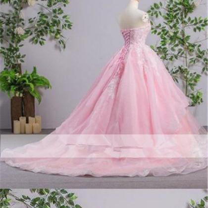 Pink Lace Ball Gown Quinceanera Dresses Sweet 15..