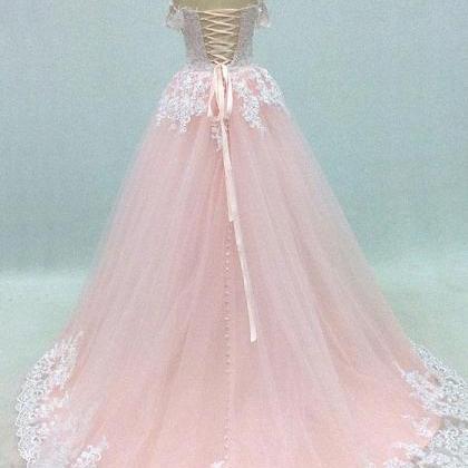 Pink Tulle A Line Long Prom Dress 2019 Fashion..