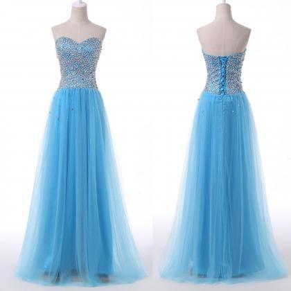 Blue Sequin Long Prom Dress, Formal Evening Dress,..