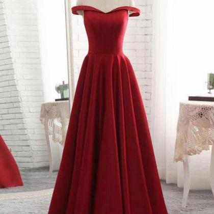 Cheap A Line Wine Red Long Prom Dre..
