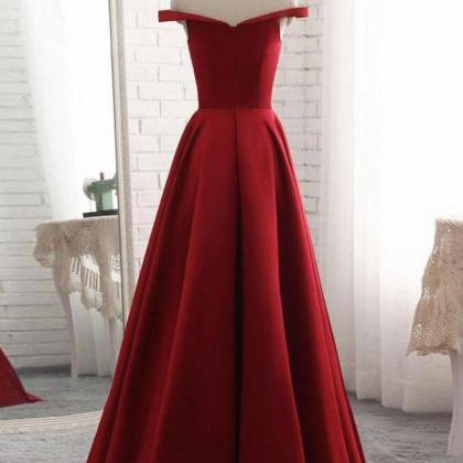 Cheap A Line Wine Red Long Prom Dre..