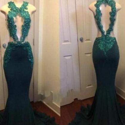 Plus Size Green Lace Prom Dress Mermaid With Lace..