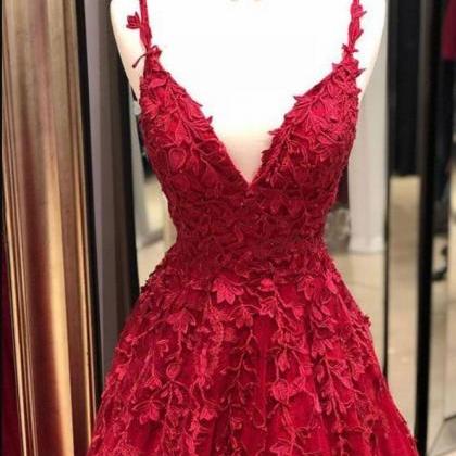 Plus Size Dark Red Lace Prom Dress Sweehteart..