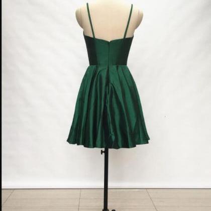 Emerald Green Taffeta Short Homecoming Dress A..