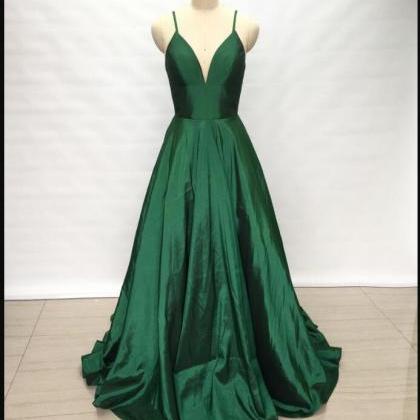 Sexy A Line Prom Dress Green Prom Party Gowns..