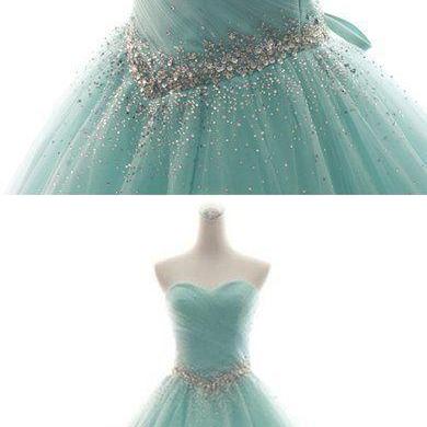 Elegant Beaded Ruffle Ball Gown Quinceanera..