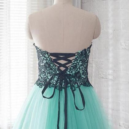 Off Shoulder Mint Green Tulle Short Homecoming..