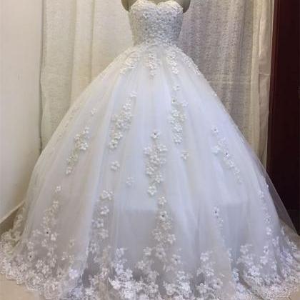 Off Shoulder White Tulle Ball Gown Wedding Dresses..