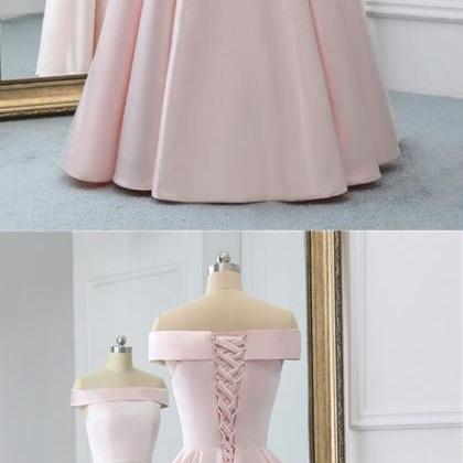 Sexy A Line Light Pink Satin Long Prom Dress..