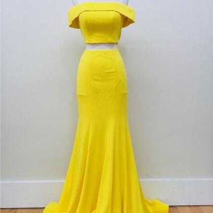 Yellow Mermaid Prom Dress , Prom Party Gowns ,sexy..
