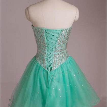 Sweet 16 Prom Dress, Mint Green Tulle Short Prom..