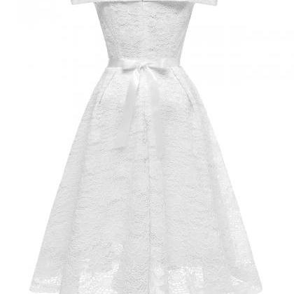 Fashion White Lace Dress A Line Women Bridesmaid..