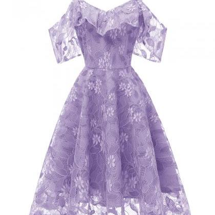 Light Lavender Short Lace Dress A Line Women..