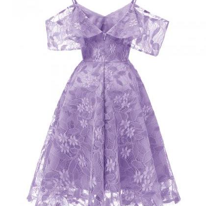 Light Lavender Short Lace Dress A Line Women..