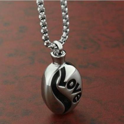 Silver Cremation Urns Necklace Love Ashes Memorial..