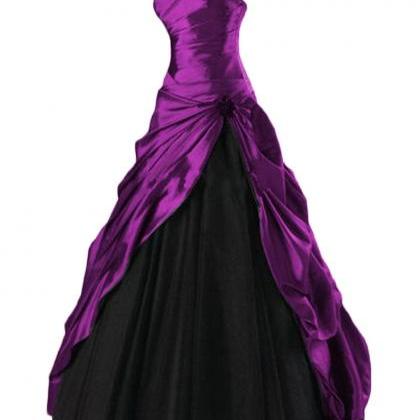 Elegant Long Prom Dress Tulle Taffeta Ball Gown..