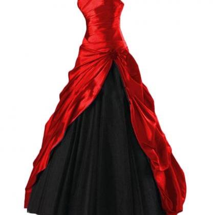 Elegant Long Prom Dress Tulle Taffeta Ball Gown..