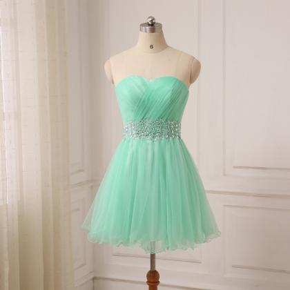 Mnit Green Beaded Ruffle Short Homecoming Dress,..