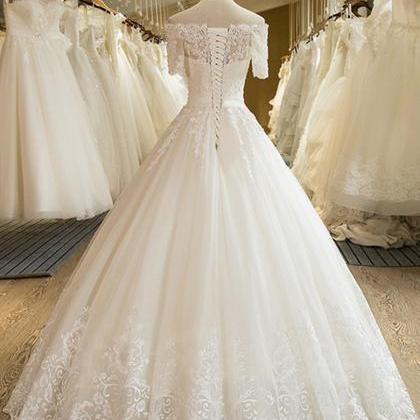 Long A Line Crystal Beading Tulle Wedding Dresses..