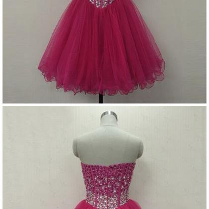 Sweet 15 Prom Dress A Line Beaded Tulle Short..