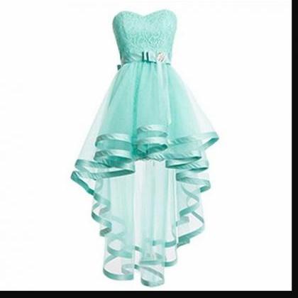 Mint Green Lace High Low Prom Dress Sweet 16 Prom..