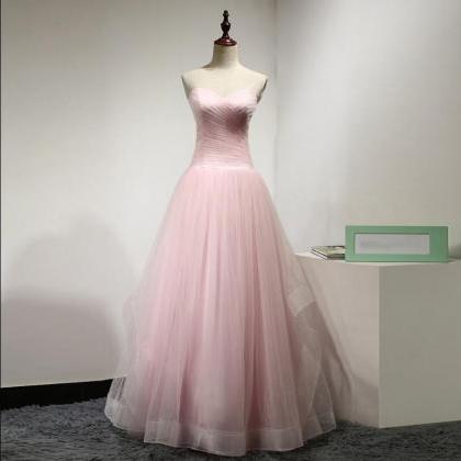 Pink Tulle Long Prom Dress A Line Sweetheart Women..