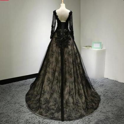Charming Black Tulle A Line Evening Dress With..