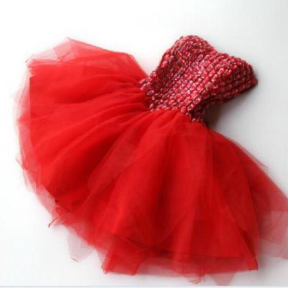 Luxury Red Crystal Short Homecoming Dress A Line..