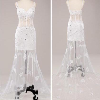 Sexy White Lace Formal Evening Dress Custom Made..