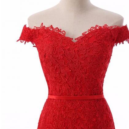 Fashion Red Lace Mermaid Tulle Women Evening Dress..