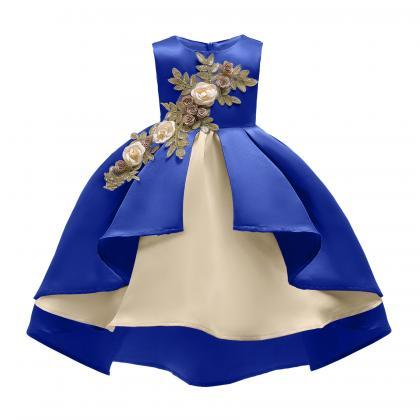 Cute Royal Blue Satin Short Prom Dress Ball Gown..
