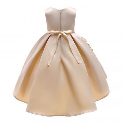 Cute Champagne Satin Short Prom Dress Ball Gown..