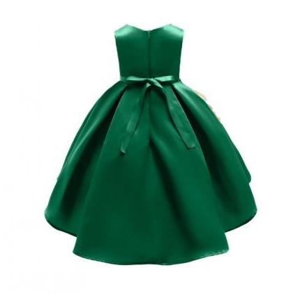 Cute Green Satin Short Prom Dress Ball Gown..