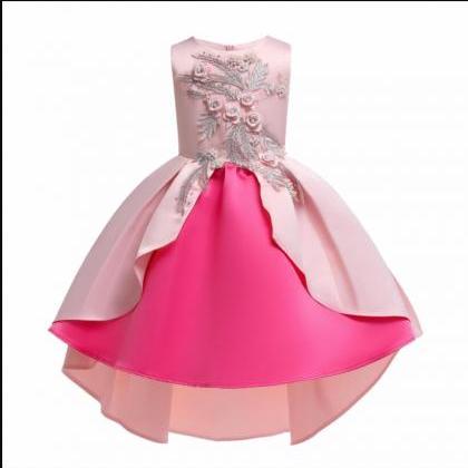Cute Pink Satin Short Prom Dress Ball Gown..