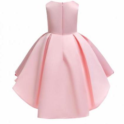 Cute Pink Satin Short Prom Dress Ball Gown..
