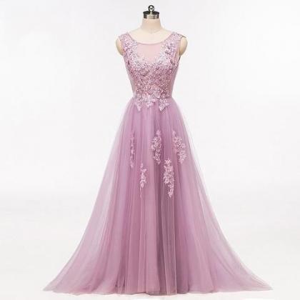 Custom Made A Line Long Prom Dress Light Purple..