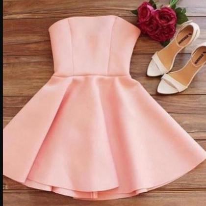 Pink Satin Short Prom Dress Off Shoulder Women..