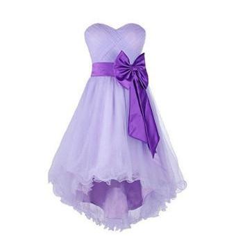 Light Lavender Tulle High Low Prom Dress Custom..