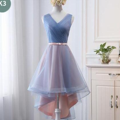 High Low Ruffle High Low Bridesmaid Dress A Line..