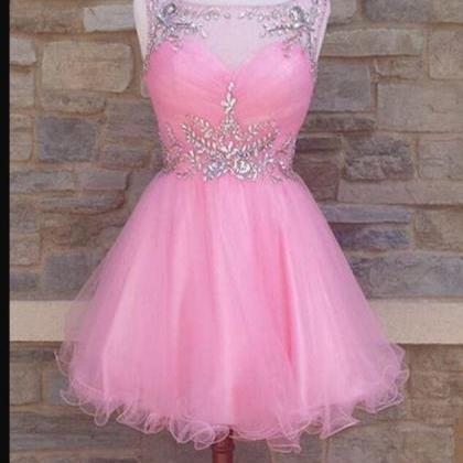 Sexy Off Shoulder Pink Tulle Short Homecoming..
