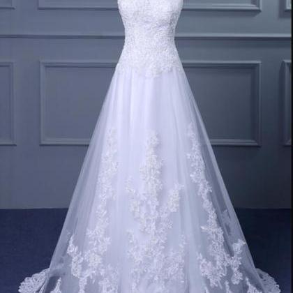 Charming Custom Made A Line White Lace Wedding..