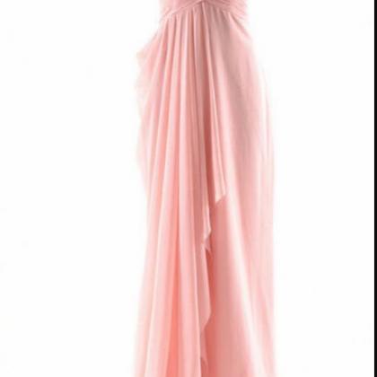 Light Pink Chiffon Ruffle Long Prom Dress Custom..