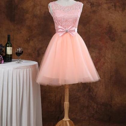 Pink Lace Short Homecoming Dress , Mini Prom Party..