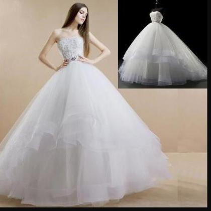 White Lace Organza A Line China Wedding Dresses..