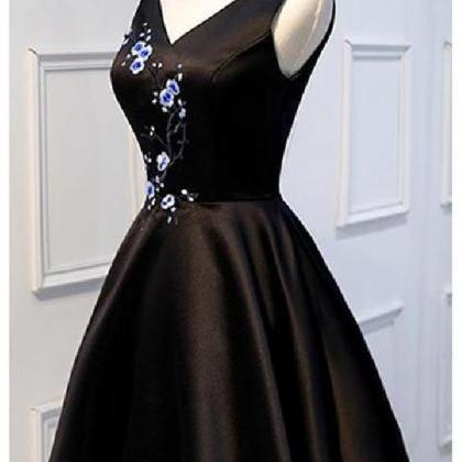 Sexy V-neck Black Short Prom Dress, Short..